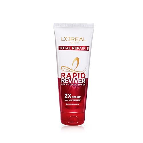L’OREAL PARIS Fresh Deep Conditioner, With Micro-Ceramides, Intensly Repairs Damaged Hair, Rapid Reviver Total Repair 5 Deep Conditioner, 180 Millilitres L’OREAL PARIS Fresh Deep Conditioner, With Micro-Ceramides, Intensly Repairs Damaged Hair, Rapid Reviver Total Repair 5 Deep Conditioner, 180 Millilitres
