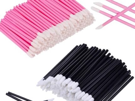 100Pcs Lipstick Brush, Makeup Brush Set, Includes 50 Hollow Black and 50 Hollow Pink Wands, Ideal for Lipstick, Lip Gloss, Eyeshadow, and Concealer Application, Travel-Friendly Makeup Applicator Kit