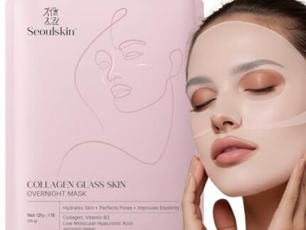 SeoulSkin Collagen Glass Skin Overnight Mask – Korean Collagen Face Mask with Low Molecular Collagen & Hyaluronic Acid, Pore Perfecting & Hydrating, Paraben-Free, For All Skin Types (1N)