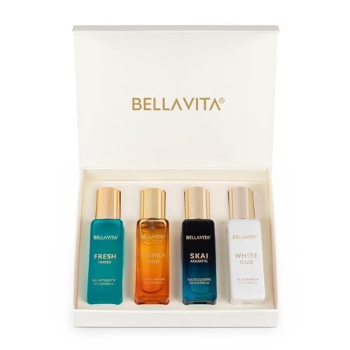 Bella Vita Luxury Long Lasting Unisex Perfume Gift Set | Perfume for Man | Gifts for Woman | 4x20ml | Woody, Aquatic & Sweet Premium Fragrance Bella Vita Luxury Long Lasting Unisex Perfume Gift Set | Perfume for Man | Gifts for Woman | 4x20ml | Woody, Aquatic & Sweet Premium Fragrance