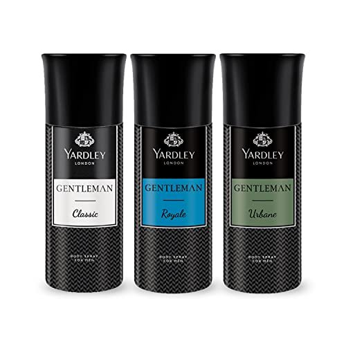 Yardley London Gentleman Range Deo Body Spray Tripack (Classic + Urbane + Royale) for Men, 150ml Each (Pack of 3) Yardley London Gentleman Range Deo Body Spray Tripack (Classic + Urbane + Royale) for Men, 150ml Each (Pack of 3)