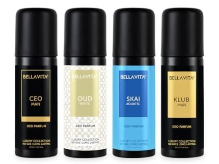 Bella Vita Luxury Unisex Body Perfume Gift Set | Deodorant for Men & Women | Pack of 4 x 50ml | No Gas Deo for Man and Woman | Long Lasting Fragrances with Lemon, Blackcurrant, Lavender & Bergamot