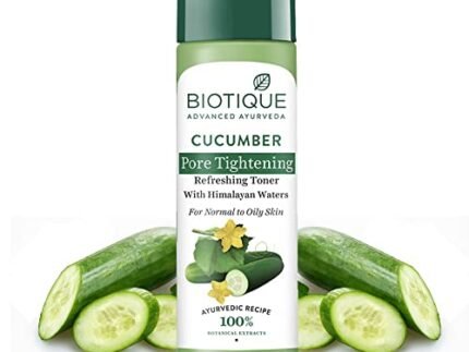 Biotique Cucumber Pore Tightening Toner| Ayurvedic and Organically Pure| Maintains Skin’s Natural pH |100% Botanical Extracts| Suitable for Normal & Oily Skin Types| 120mL