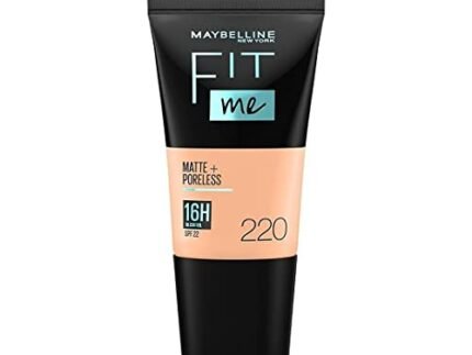 Maybelline New York Liquid Foundation, Matte & Poreless, Full Coverage Blendable Normal to Oily Skin, Fit Me, 220 Natural Beige, 18ml