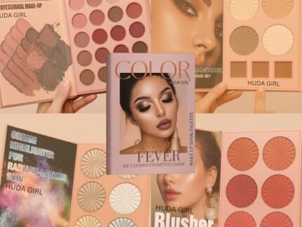 HUDA GIRL 4-in-1 Makeup Book Palette All in One – Eyeshadow Palette, Highlighter Makeup, Blusher Contour, Bronzer Powder – Professional Cosmetic Kit for a Flawless Look For Women
