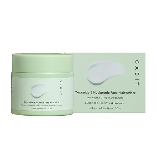 Gabit Ceramide & Hyaluronic Face Moisturiser | Lightweight Moisturizer to Hydrate & Brighten Skin | With Vitamin C, Niacinamide, Oats | For Women and Men | Oil Free for All Skin Types | 50ml (1) Gabit Ceramide & Hyaluronic Face Moisturiser | Lightweight Moisturizer to Hydrate & Brighten Skin | With Vitamin C, Niacinamide, Oats | For Women and Men | Oil Free for All Skin Types | 50ml (1)