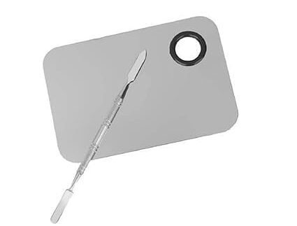 Guriya Makeup Palette, Premium Stainless Steel Metal Makeup Mixing Palette with Spatula Artist Tool for Mixing Foundation/Eye Shadow/Eyelash/Lipsticks/Nail Art, Silver