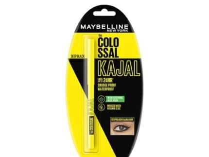 Maybelline New York Intense Colour Colossal Kajal, Black, Matte Finish, Stay Up To 24 Hours, Water-proof, Smudge Resistant, Infused With Aloe Vera & Vitamin C and Vitamin E | 0.35g