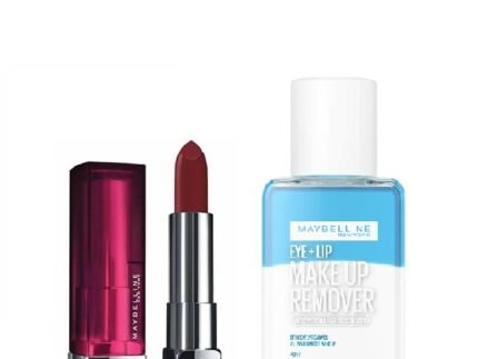 Maybelline New York Color Sensational Creamy Matte Lipstick -808 Plum Perfection (3.9g) + Maybelline New York Makeup Remover 40ml