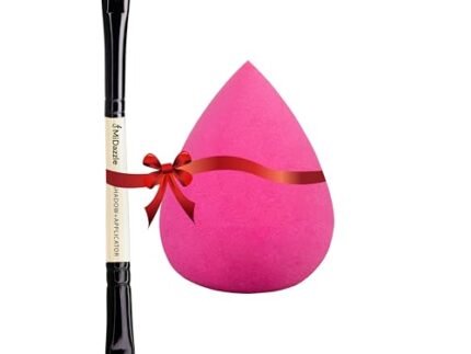 Midazzle Premium Wooden 2 in 1 Eye Shadow and Eye Applicator Brush with Beauty Blender – Combo pack of 2