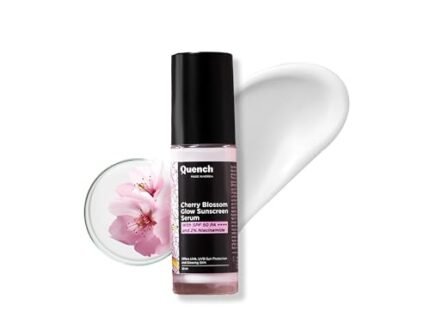 Quench Glow Fluid Sunscreen SPF 50 PA++++ with 2% Niacinamide & Cherry Blossom for Glowing Skin | 7 Korean UV Filters for UVA/UVB Protection | Lightweight Sunscreen Serum | Reduces Dark Spots & Tanning | All Skin Types (30ml) PACK OF 1