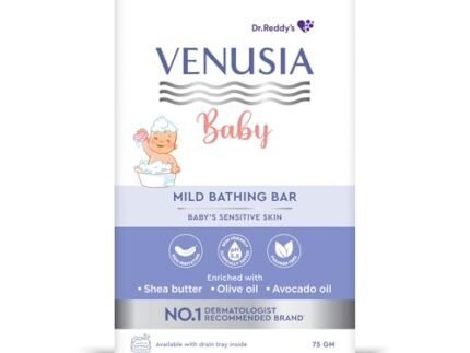 Venusia Baby Mild Bathing Bar | Non-irritating, pH 5.5 and Paraben Free | Enriched with Shea Butter, Olive Oil and Avocado Oil| Dermatologist recommended no 1 brand | 75g