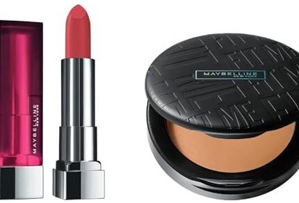 Maybelline New York Fit Me Matte + Poreless Compact Powder For Dry Skin (Beige, 6g) & Matte Lipstick (Pink, 3.9g)