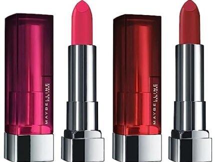Maybelline New York Color Sensational Creamy Matte Lipstick, 691 Rich Ruby, 3.9g and Maybelline New York Color Sensational Creamy Matte Lipstick, 630 Flaming Fuchsia, 3.9g