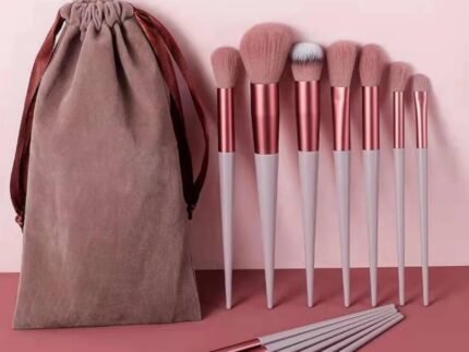 13-Piece Makeup Brush Set – Synthetic Bristles, Soft and Durable with Travel Pouch, Ideal for Blending, and Highlighting, Brown color