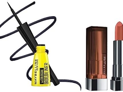 Maybelline New York Color Sensational Creamy Matte Lipstick, 657 Nude Nuance, 3.9G And Maybelline New York Colossal Bold Eyeliner, Black, 3G
