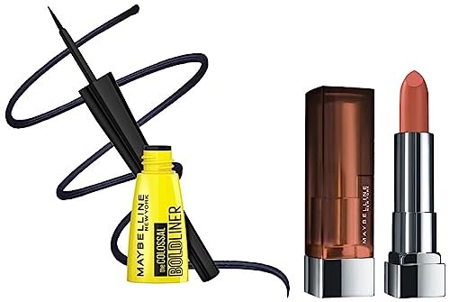 Maybelline New York Color Sensational Creamy Matte Lipstick, 657 Nude Nuance, 3.9G And Maybelline New York Colossal Bold Eyeliner, Black, 3G Maybelline New York Color Sensational Creamy Matte Lipstick, 657 Nude Nuance, 3.9G And Maybelline New York Colossal Bold Eyeliner, Black, 3G