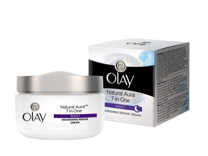 Olay Natural Aura Night Cream | Nourishes Skin for Healthy Glow | Fights 7 Signs of Ageing | With Niacinamide and Vitamin E | Normal, Oily, Dry, Combination Skin | 50g