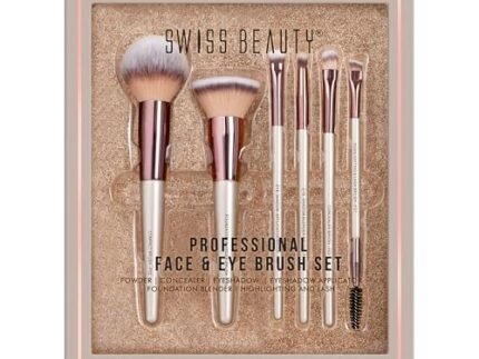 Swiss Beauty Premium Synthetic Bristle Professional Face & Eye Makeup Brushes Set With 6 Makeup Brushes For Cream, Liquid & Powder Formulation