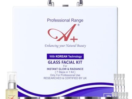A+ Korean Glass Facial Kit | Suitable For All Skin Types | 10x Booster Serums | Instant Glow & Radiance | Based on Korean Technology | 7 Steps in 1 Kit | For Professionals & Home Use | 300 gm + 20 ml