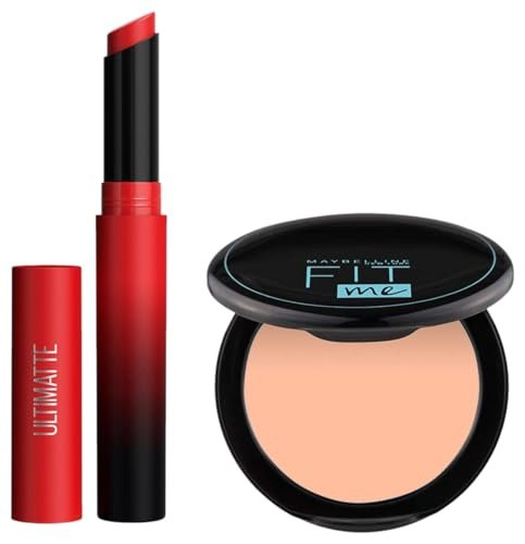 Maybelline New York Lipstick, Color Sensational Ultimattes, 199 More Ruby, 1.7g & Maybelline New York Compact Powder, With SPF to Protect Skin from Sun, Absorbs Oil, Fit Me, 115 Ivory, 6g Maybelline New York Lipstick, Color Sensational Ultimattes, 199 More Ruby, 1.7g & Maybelline New York Compact Powder, With SPF to Protect Skin from Sun, Absorbs Oil, Fit Me, 115 Ivory, 6g