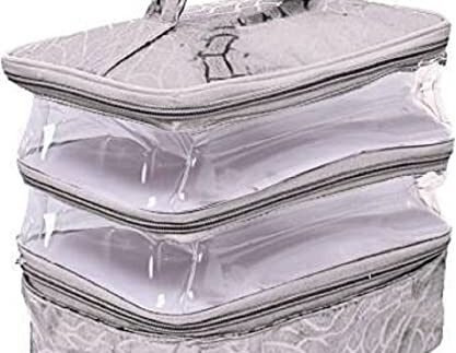 Cosmetic Bag Organizer Makeup Pouch for Women Travel Cosmetics Case Toiletry Bags for Girls Multifunctional Large Bag for Women (Silver)