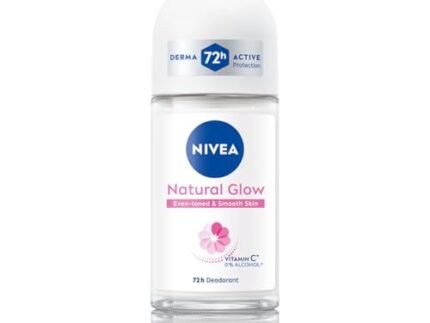NIVEA Natural Glow Smooth Skin Deodorant Underarm Roll On For Women|Vitamin C,Vitamin E,Avocado Oil And Licorice Extract|72 H Even Toned,Smooth & Bright Underarms|0% Alcohol And Dermat Approved|50 Ml