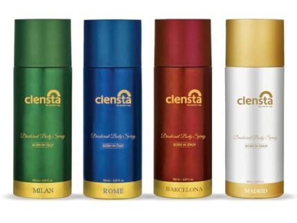Clensta Deodorant for Men Combo Pack of 4 Body Spray 150ml x 4 | Long Lasting | Gift for Men Boyfriend Husband (Milan, Rome, Barcelona, Madrid)