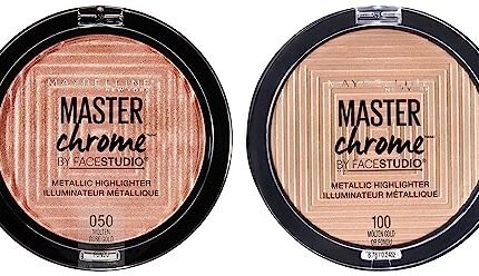 Maybelline New York Face Studio Master Chrome Metallic Highlighter, Molten Gold, 6.7g And Maybelline New York Face Studio Master Chrome Metallic Highlighter, Molten Rose Gold, 6.7g