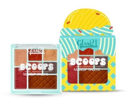 Glam21 Scoop Makeup Palette | Face Palette With Eyeshadow, Blusher, Contour and Highlighter | Mix of Mattes & Shimmers | Highly Pigmented | Travel-Friendly | All-in-One Kit | Sundae Fundae|15gm