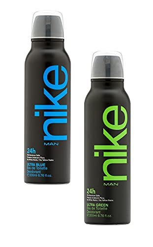 Nike Men Ultra Blue & Ultra Green Deodorant Spray (Pack of 2) – 200ml Each | 24H Freshness | No White Marks or Yellow Stains | Skin-Friendly Deo| 0% Aluminum Salts Nike Men Ultra Blue & Ultra Green Deodorant Spray (Pack of 2) – 200ml Each | 24H Freshness | No White Marks or Yellow Stains | Skin-Friendly Deo| 0% Aluminum Salts