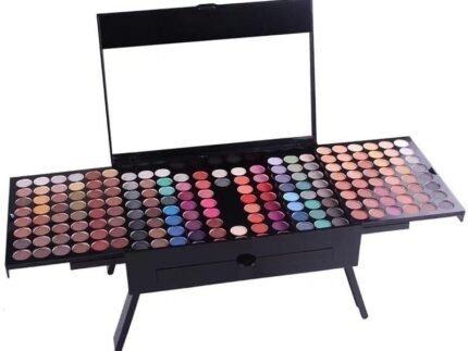 Professional 180 Colors Large Eyeshadow Concealer Blush Lip Gloss Palette Makeup Contouring Kit for Salon and Daily Use With Mirror color blush colour compact powder sponge brushes and eyeliner pen