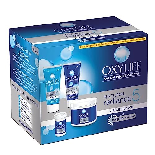 Oxylife Salon Professional Natural Radiance 5 Crème Bleach – 310g | Oxysphere Technology for Radiant & Even Skin Tone | Enriched with Vitamin E & Glycerine | Fights 5 Skin Problems Oxylife Salon Professional Natural Radiance 5 Crème Bleach – 310g | Oxysphere Technology for Radiant & Even Skin Tone | Enriched with Vitamin E & Glycerine | Fights 5 Skin Problems