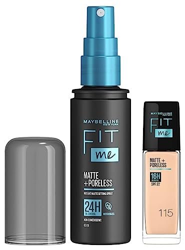 Maybelline New York Fit Me Matte+Poreless Liquid Foundation Medium Coverage For Oily Skin oil, 115 Ivory, 30Ml With Spf Fit Me Matte + Poreless Setting Spray, 60 Ml, Pack Of 1 Maybelline New York Fit Me Matte+Poreless Liquid Foundation Medium Coverage For Oily Skin oil, 115 Ivory, 30Ml With Spf Fit Me Matte + Poreless Setting Spray, 60 Ml, Pack Of 1