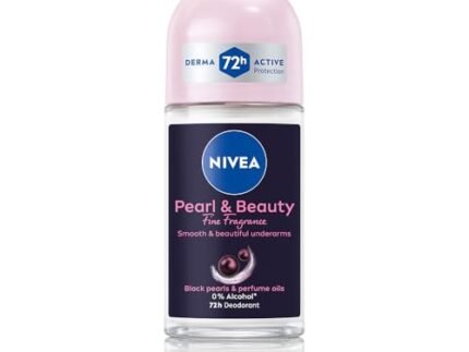 NIVEA Women Deodorant Underarm Roll On Pearl & Beauty Fine Fragrance | Long Lasting Fragrance with Floral Scent | 72 Hour active Odour Protection | 0% Alcohol | Dermat approved | 50 ml
