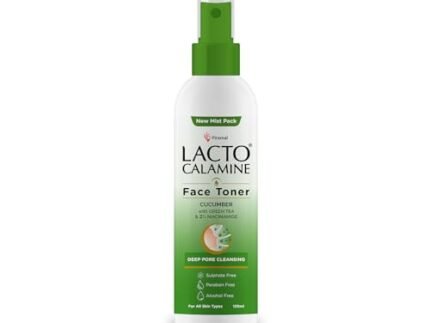 Lacto Calamine Face Toner With Cucumber | 120ml | Deep Pore Cleansing | Open Pores Tightening with Green Tea & 2% Niacinamide For Cool & Hydrated Skin | No Sulphate, No Alcohol, No Parabens