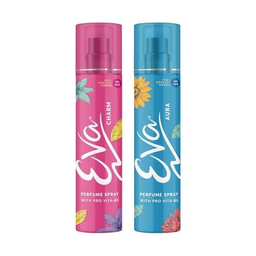 Eva Aura & Charm No Gas Perfume Spray | Long Lasting Perfume Body spray | Floral Grace With Shades Of Mandrine Orange, Cashmirwood & Fresh Citrus Fragrance | Deodorants Women | 120 Ml | Pack Of 2 Eva Aura & Charm No Gas Perfume Spray | Long Lasting Perfume Body spray | Floral Grace With Shades Of Mandrine Orange, Cashmirwood & Fresh Citrus Fragrance | Deodorants Women | 120 Ml | Pack Of 2