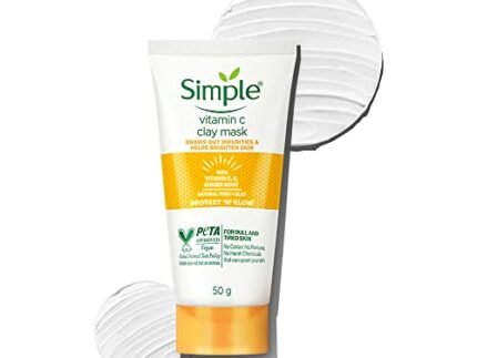 Simple Protect N Glow Vitamin C Brighten Clay Mask| With Yuzu Lemon| For all Skin Types| No Colour|| Perfume| No Harsh Chemicals & Parabens| Tested on Sensitive Skin|| 150 ml