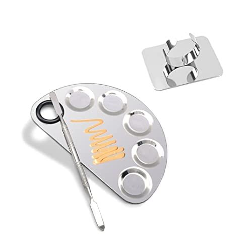 Professional 2Pcs Cosmetic Mixing Makeup Palette Spatula Makeup Artist Tool Mini Ring Palette, Beauty Salon Color Cream Mixing Palette With A Spatula Makeup Nail Art Palette (SET-B) Professional 2Pcs Cosmetic Mixing Makeup Palette Spatula Makeup Artist Tool Mini Ring Palette, Beauty Salon Color Cream Mixing Palette With A Spatula Makeup Nail Art Palette (SET-B)