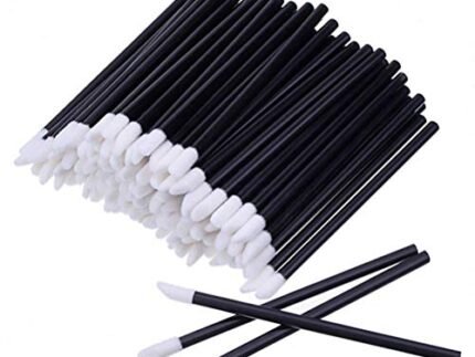 iBuddy Disposable Lip Brush For Women - Pack of 50, Lipstick Brush For Makeup, Lip Balm Applicator, Eyeshadow Makeup Brushes, Travel-Friendly Lipstick Applicator Tool Kit - Black