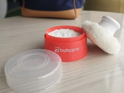 BabyPro Premium Powder Puff with Storage Container for Newborns & Kids, BPA-Free, Antibacterial, Gentle on Skin, Easy Refill & Carry, Convenient Storage, Pink, Single Pack