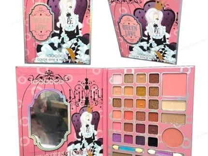 31 Color Multi-functional Book-shaped Makeup Kit, Matte Eyeshadow, Lip Gloss, Highlighter, Blush, Contour Palette for Girls Age 4-12, Non-toxic, Washable with Folding Case