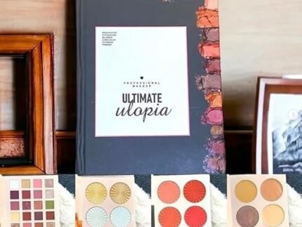 4 in 1 All-in-One Book-Style Foldable Makeup Palette Set (Black) | 28 Eyeshadows, 6 Highlighters, 6 Blushers, 4 Concealers & 3 Eyebrow Powders | Portable, Long-Lasting, Gift-Ready Multi-Makeup Kit