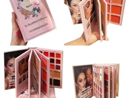 5-in-1 Makeup Book Palette All-in-One with Blush, Highlighter, Lip Color, Eyeshadow, Concealer & Eyebrow Powder – Professional Cosmetic Kit for Women & Girls | Complete Face Makeup Palette