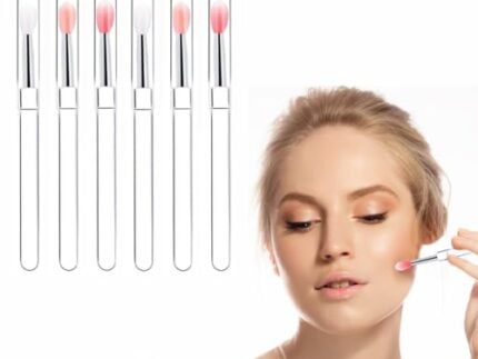6 Pcs Lipstick Brush, Silicone Lips Applicator for Precise Lipstick Application, Reusable Lip Brush Set for Lip Gloss and Lips Balm, White Pink Red Makeup Tools