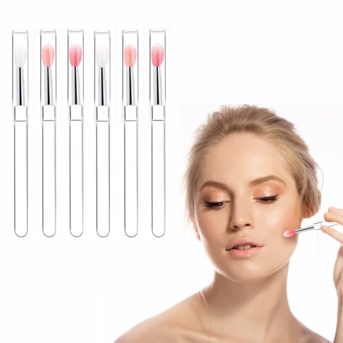 6 Pcs Lipstick Brush, Silicone Lips Applicator for Precise Lipstick Application, Reusable Lip Brush Set for Lip Gloss and Lips Balm, White Pink Red Makeup Tools 6 Pcs Lipstick Brush, Silicone Lips Applicator for Precise Lipstick Application, Reusable Lip Brush Set for Lip Gloss and Lips Balm, White Pink Red Makeup Tools