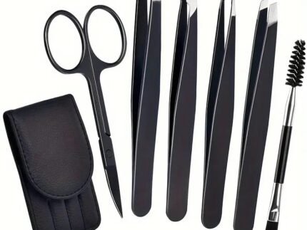 6PCS Professional Eyebrow Tweezers Set for Women and Men, Premium Stainless Steel Tweezer Kit, Best Tweezers Precision for Ingrown Hair, Facial Hair, Eyebrows Plucking