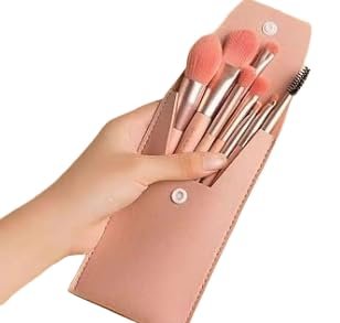 8 Piece Makeup Brush Set with Soft Bristles for Eyeshadow Blush Foundation Contour Highlight and Lip Complete Face Eye Makeup Tool Kit for Daily Beauty Routine Travel Friendly 9
