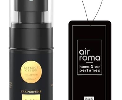AIR-ROMA Black Musk Premium Car Perfume|Fine Fragrance Car Air Freshener|Anti Odour Technology|Car Accessory Interior Fabric Spray | 400+ Long Lasting Air Freshener Scent (60 Ml)
