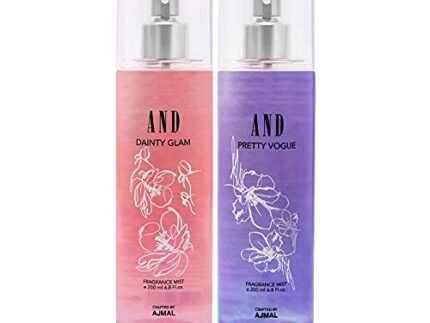 AND Dainty Glam & Pretty Vogue Pack Of 2 Body Mist, 200ml Each Long Lasting Scent Spray Gift For Women Perfume Crafted By Ajmal – Floral